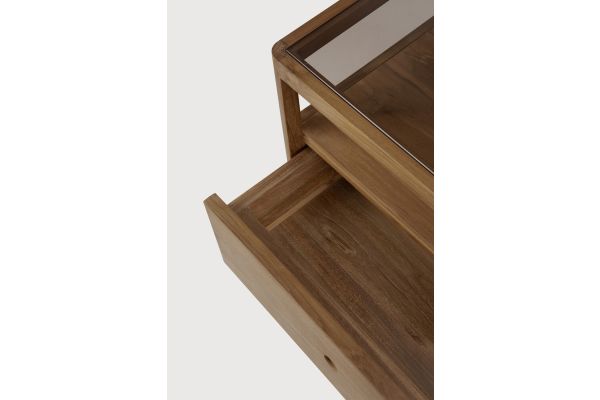 SPINDLE BEDSIDE TABLE - RECLAIMED TEAK - 1 DRAWER 