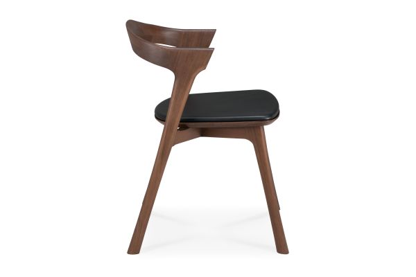 BOK DINING CHAIR - VARNISHED TEAK - BROWN - BLACK LEATHER 50 X 54 X 76 10685