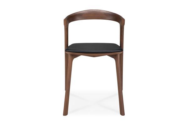 BOK DINING CHAIR - VARNISHED TEAK - BROWN - BLACK LEATHER 50 X 54 X 76 10685
