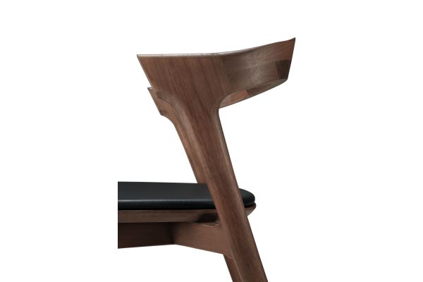 BOK DINING CHAIR - VARNISHED TEAK - BROWN - BLACK LEATHER 50 X 54 X 76 10685