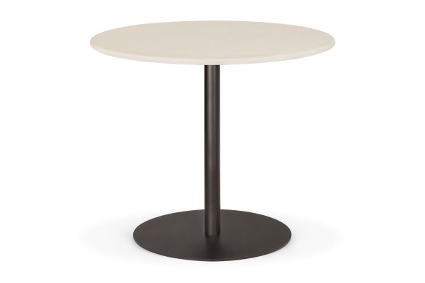 BLEND DINING TABLE - VARNISHED MICROCEMENT TOP - OFF WHITE - DARK BRONZE BASE - ROUND 90 X 90 X 76 2