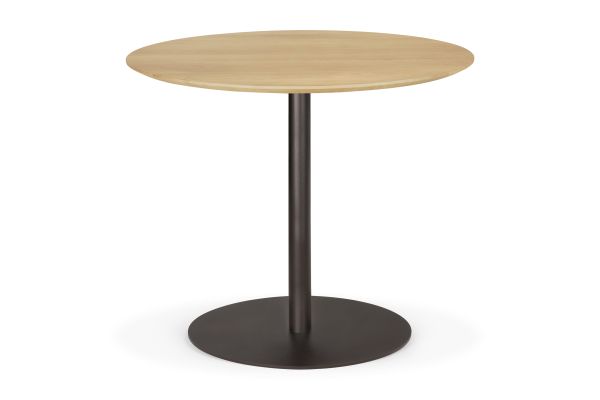 BLEND DINING TABLE - VARNISHED OAK TOP - DARK BRONZE BASE - ROUND 90 X 90 X 76 51948