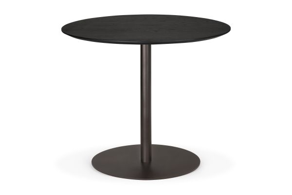 BLEND DINING TABLE - VARNISHED OAK TOP - BLACK - DARK BRONZE BASE - ROUND 90 X 90 X 76 51950