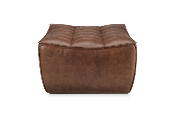 N701 FOOTSTOOL - CHESTNUT LEATHER 70 X 70 X 43 20294