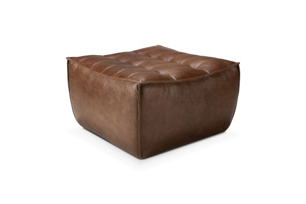 N701 FOOTSTOOL - CHESTNUT LEATHER 70 X 70 X 43 20294