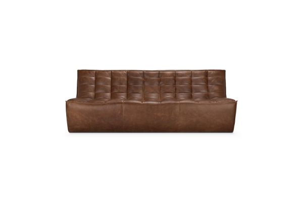 N701 MODULAR SOFA - CHESTNUT LEATHER - 3 SEATER 210 X 91 X 76 20291