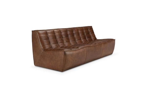 N701 MODULAR SOFA - CHESTNUT LEATHER - 3 SEATER 210 X 91 X 76 20291