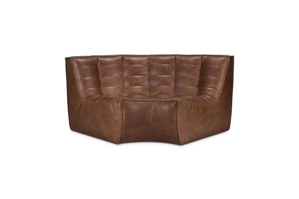 N701 MODULAR SOFA - CHESTNUT LEATHER - 90° ROUND CORNER 120 X 120 X 76 20293