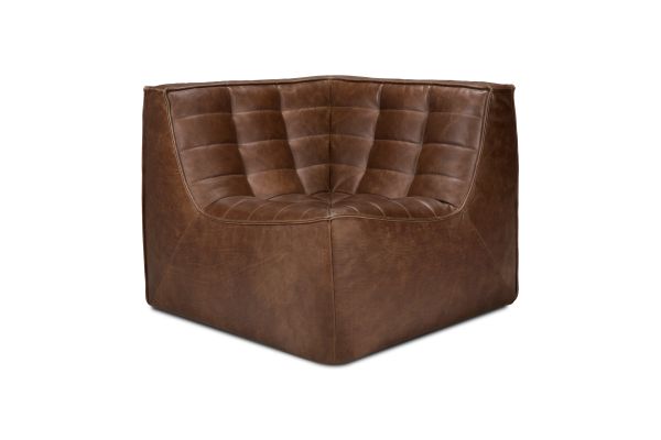 N701 MODULAR SOFA - CHESTNUT LEATHER - 90° SQUARE CORNER 91 X 91 X 76 20292