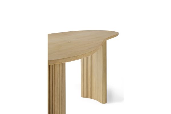 BOOMERANG DESK - VARNISHED OAK - PEBBLE SHAPE 160 