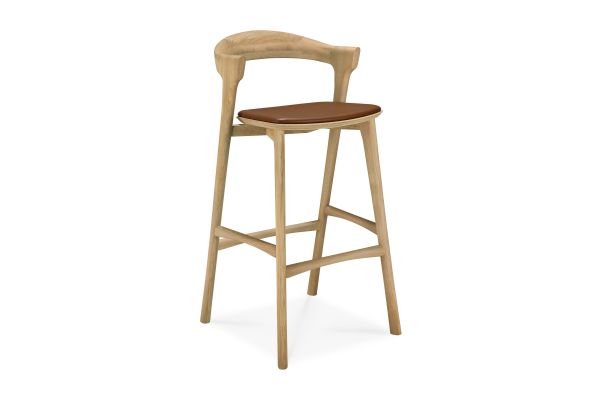BOK BAR STOOL - VARNISHED OAK - COGNAC LEATHER 50 X 53 X 103 51563