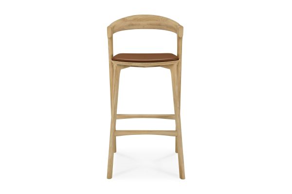 BOK BAR STOOL - VARNISHED OAK - COGNAC LEATHER 50 X 53 X 103 51563