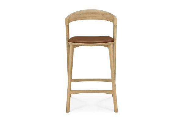 BOK COUNTER STOOL - VARNISHED OAK - COGNAC LEATHER 50 X 50 X 93 51564