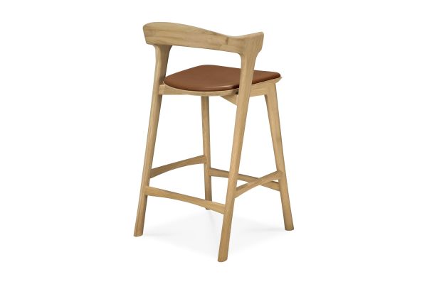 BOK COUNTER STOOL - VARNISHED OAK - COGNAC LEATHER 50 X 50 X 93 51564